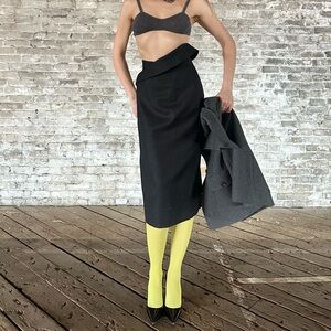 JIL SANDER WOOL BLAZER MIDI SKIRT
